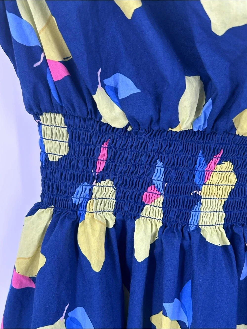 Kate Spade Lemon Zest Blaire Fit & Flare Dress Navy Blue Fruit Print Size 8